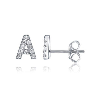 GG1011 925 Sterling Silver Stylish Alphabet Initials Stud Earrings