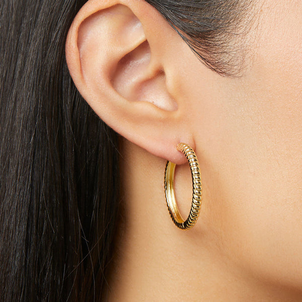 FE1983 925 Sterling Silver Classic Big Twist Hoop Earring For Women