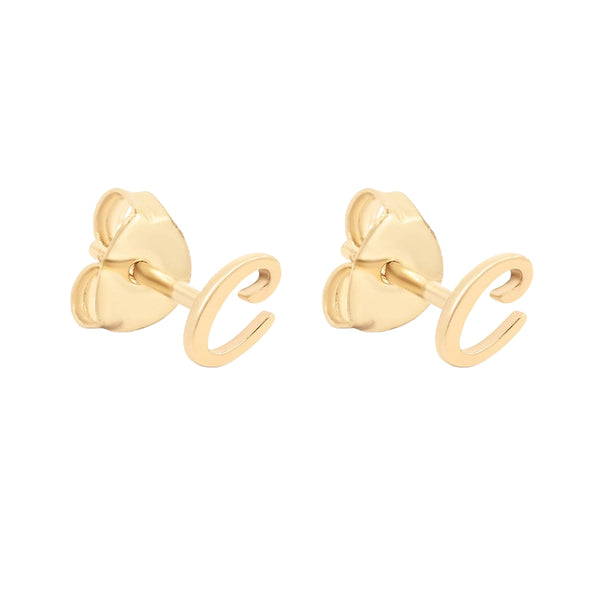 FE1396 925 Sterling Silver Letter Stud Earrings