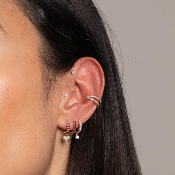 FE2012 925 Sterling Silver Shining CZ Drop Hoop Earrings