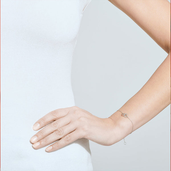 FS0304 925 Sterling Silver Cubic Zirconia Interlock Bracelet