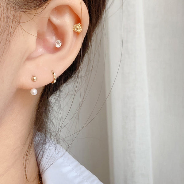 PE0051 925 Sterling Silver U shape Simple Pearl Stud Earrings For Women