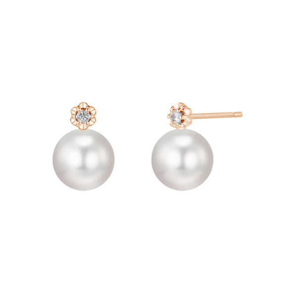PE0038 925 Sterling Silver Single Shell Pearl CZ Stud Earring