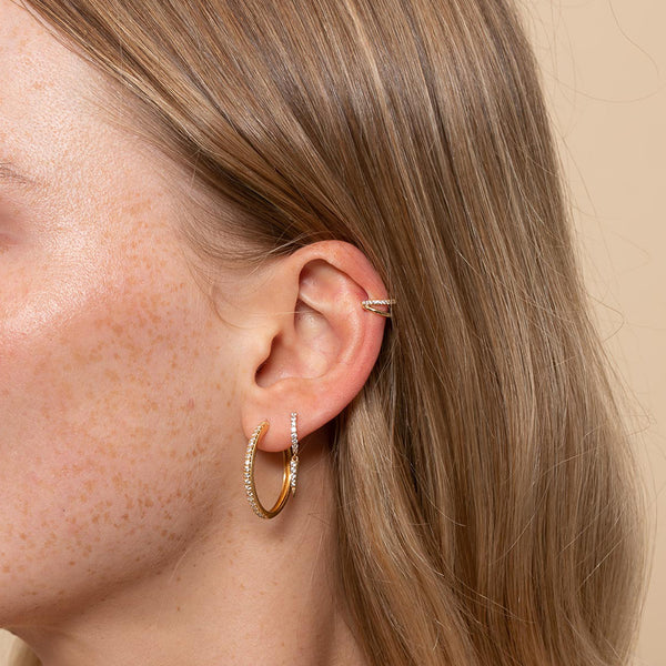 FE2010 925 Sterling Silver Cubic Zirconia Double Band Ear Cuff