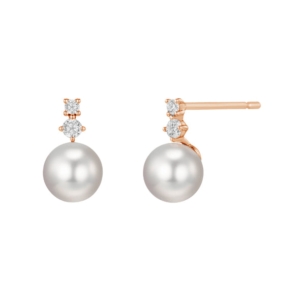 PE0042 925 Sterling Silver Round White Pearl Zirconia Stud Earring