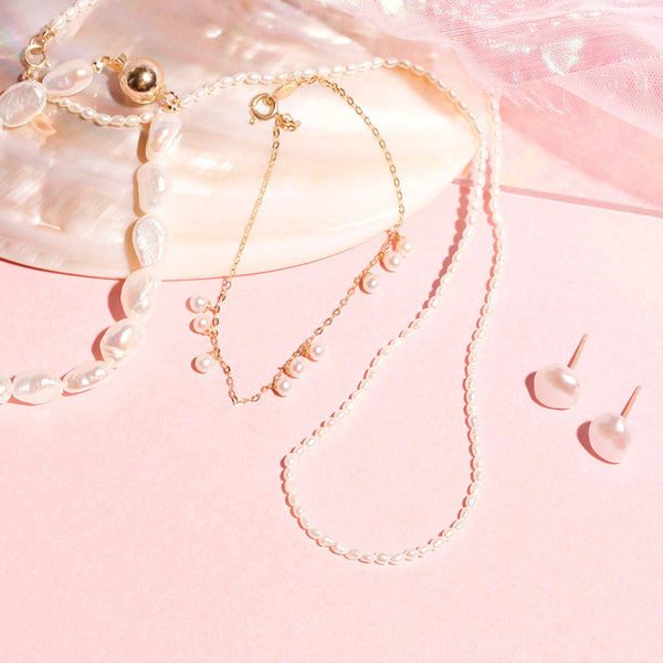 PE0128 925 Sterling Silver Dainty Baroque Freshwater Pearl Stud Earrings