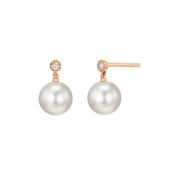 PE0037 925 Sterling Silver Dainty Cubic Zirconia Pearl Stud Earrings