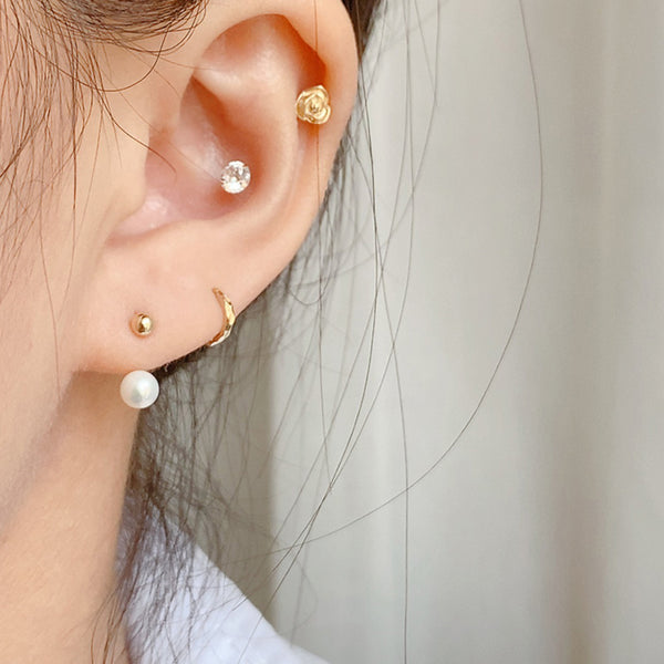 PE0051 925 Sterling Silver U shape Simple Pearl Stud Earrings For Women