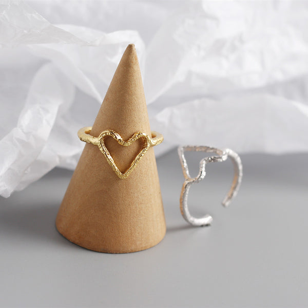 TYJ0304 925 Sterling Silver Heart Adjustable Ring