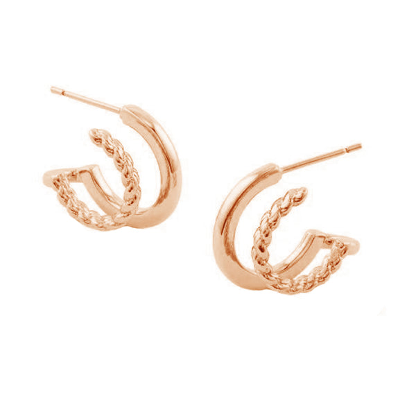FE1980 925 Sterling Silver Twist Double Half Hoop Earrings