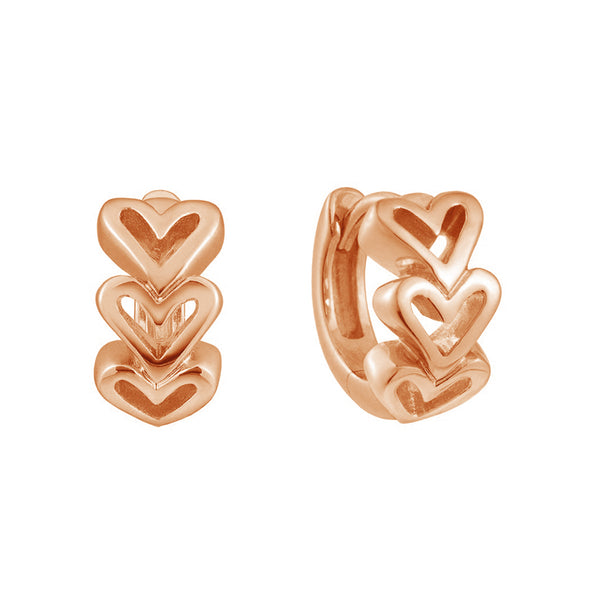 FE1985 925 Sterling Silver Triple Stacked Heart Hoop Earrings For Women