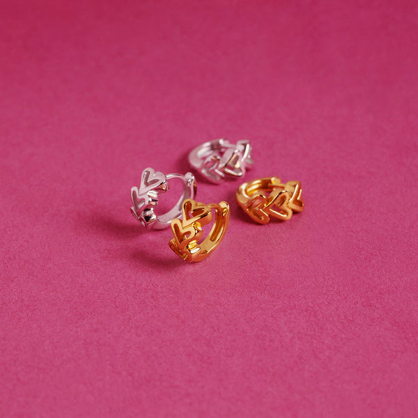 FE1985 925 Sterling Silver Triple Stacked Heart Hoop Earrings For Women