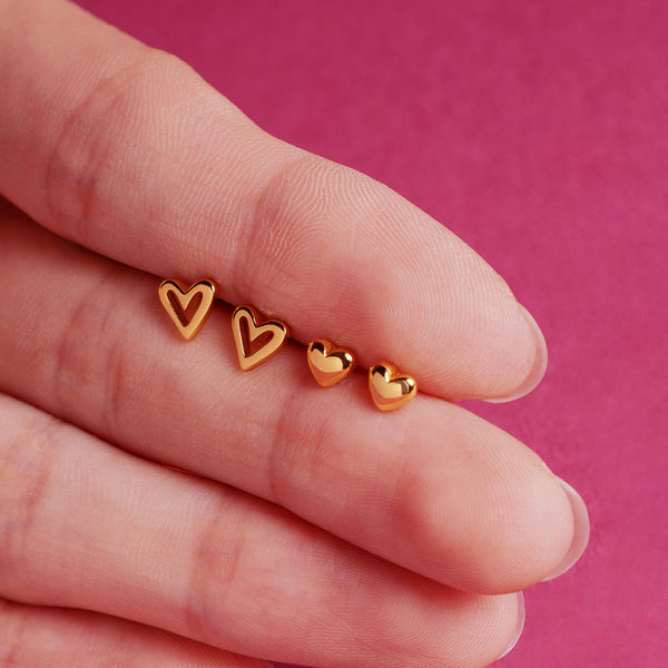 FE1984 925 Sterling Silver Mini Heart Stud Earrings For Women