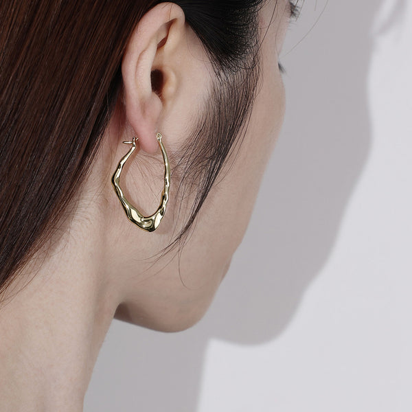 FE1979 925 Sterling Silver Oval Twisted Lave Hoop Earrings