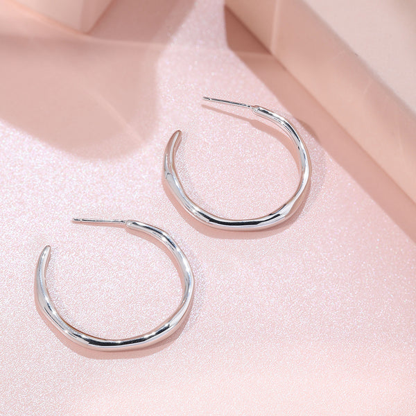 FE1972 925 Sterling Silver Minimalist Twist Hoops