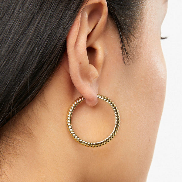 FE1983 925 Sterling Silver Classic Big Twist Hoop Earring For Women