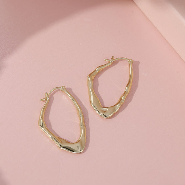 FE1979 925 Sterling Silver Oval Twisted Lave Hoop Earrings