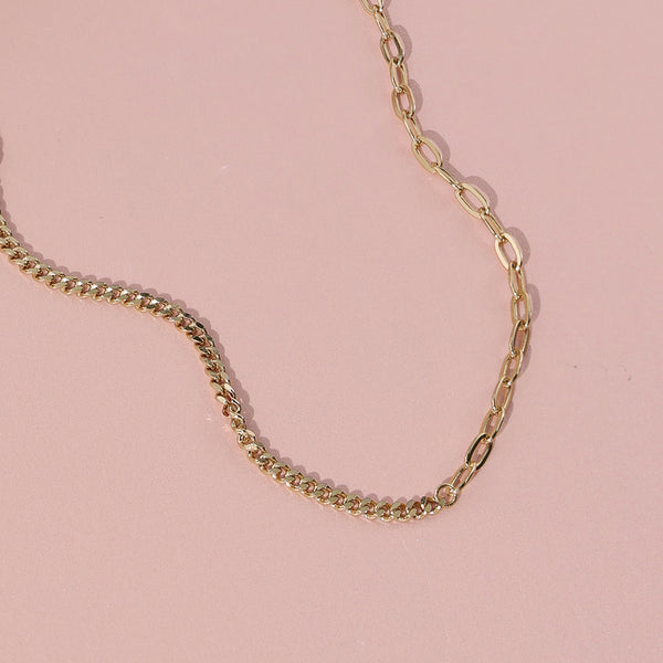 FX0894 925 Sterling Silver Mixed Link Chain Necklaces For Women