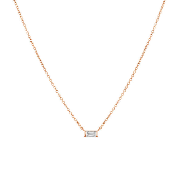 FX0314 925 Sterling Silver Rectangular Diamond Necklace