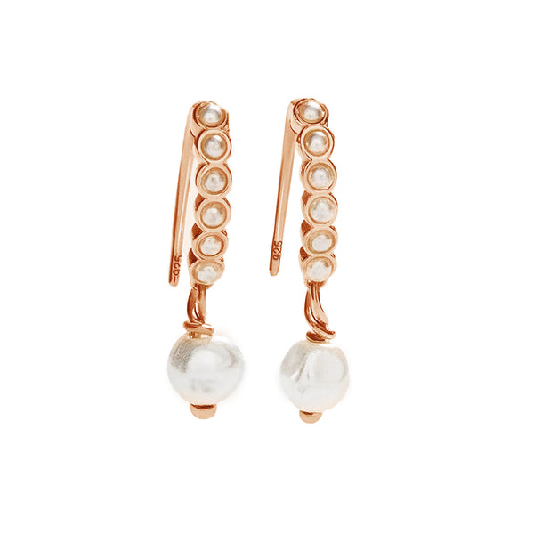 PE0015 925 Sterling Silver Cubic Zirconia & Freshwater Pearl Dangle Earrings