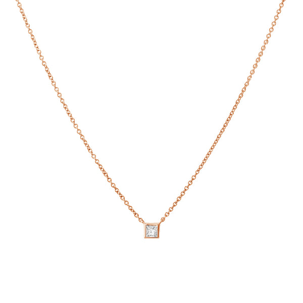 FX0515 925 Sterling Silver Square Cubic Zircon Necklace