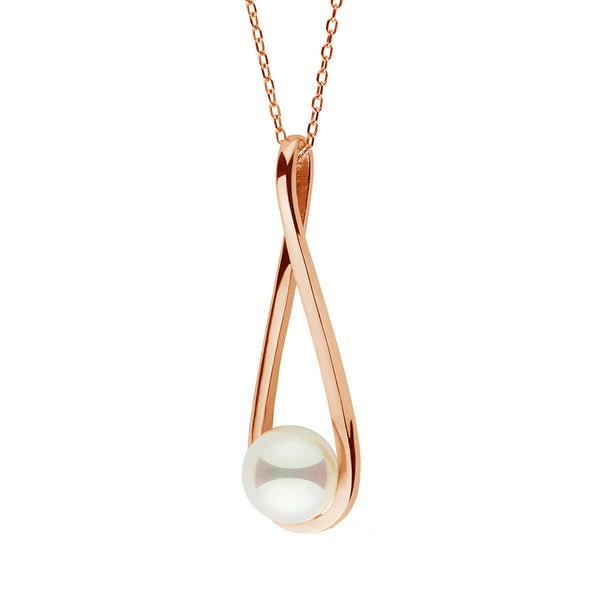 FX0565 925 Sterling Silver Cradle Pearl Dangle Necklace