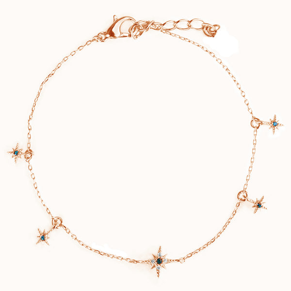 FS0225 925 Sterling Silver Sapphire Star Bracelet