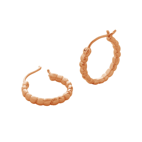 FE1989 925 Sterling Silver Beaded Gold Hoop Earrings