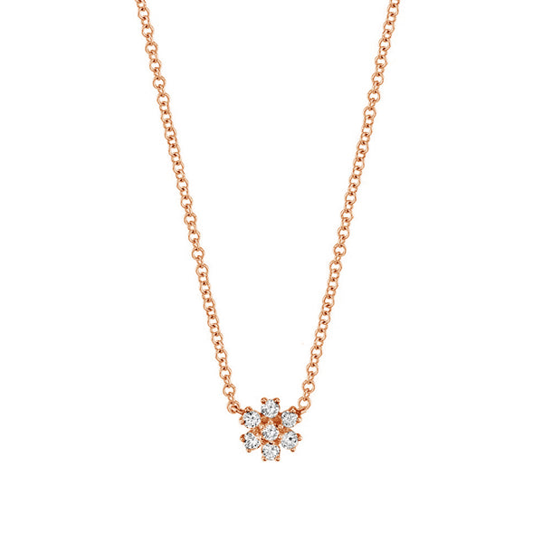 FX0455 925 Sterling Silver Sparkle Flower Necklace