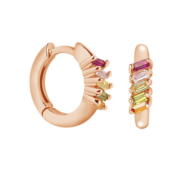 FE1656 925 Sterling Silver Cubic Zirconia Hoop Earring