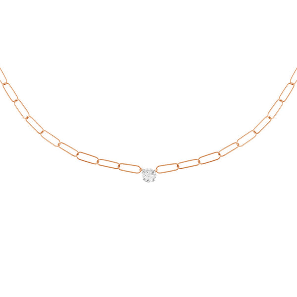 FX0714 925 Sterling Silver Cubic Zirconia Link Necklace