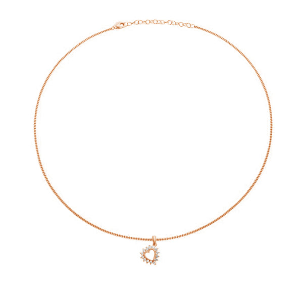 FX0671 925 Sterling Silver CZ Heart Pendant Necklace