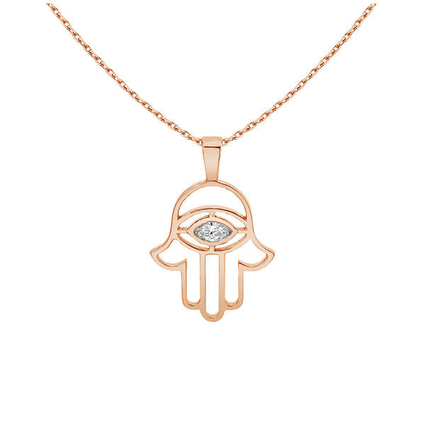 FX0818 925 Sterling Silver Hamsa Hand Zirconia Necklace