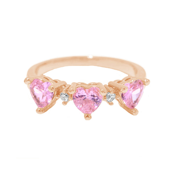 FJ0492 925 Sterling Silver Pink Hear Zircon Ring