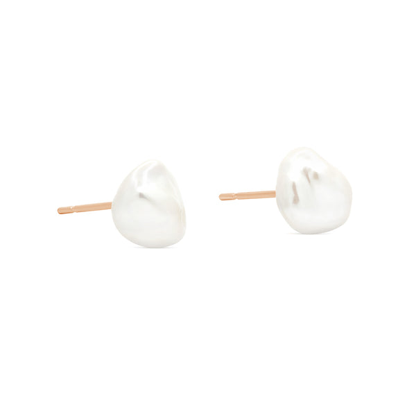 PE0128 925 Sterling Silver Classic Freshwater Pearl Baroque Stud Earrings