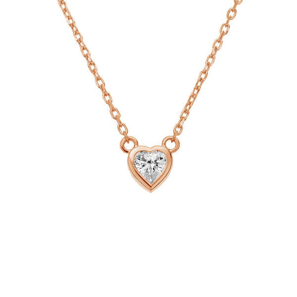 FX0428 925 Sterling Silver Heart Zircon Necklace