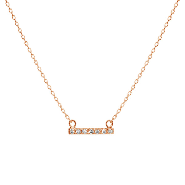 FX0386 925 Sterling Silver Midi Crystal Bar Pendant Necklace