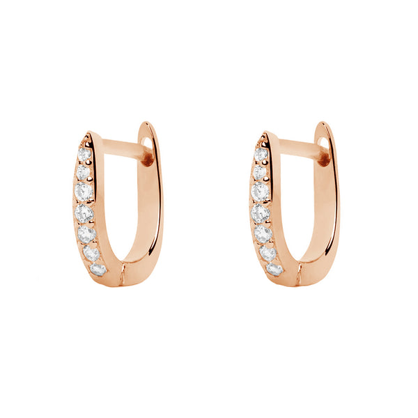 FE1300 925 Sterling Silver U Spark Gold Hoop Earrings