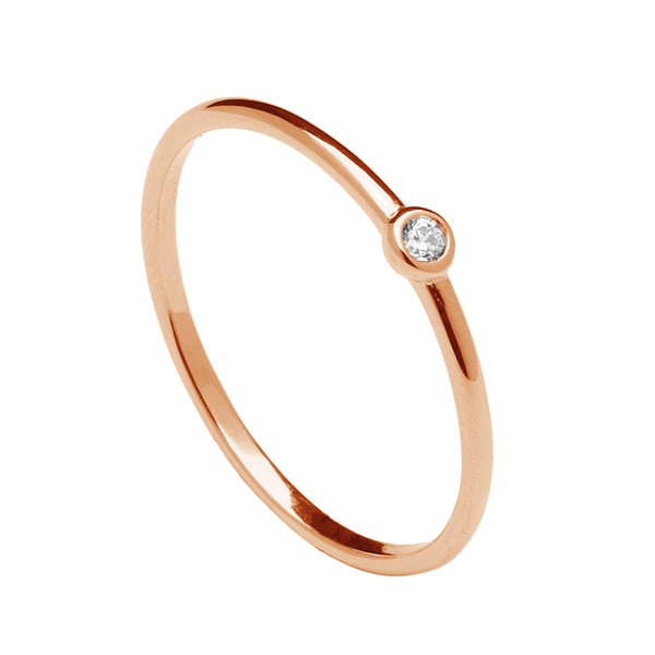 FJ0233 925 Sterling Silver Single Diamond Ring