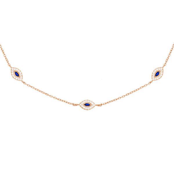 FX0240 925 Sterling Silver Evil Eye Choker Necklace