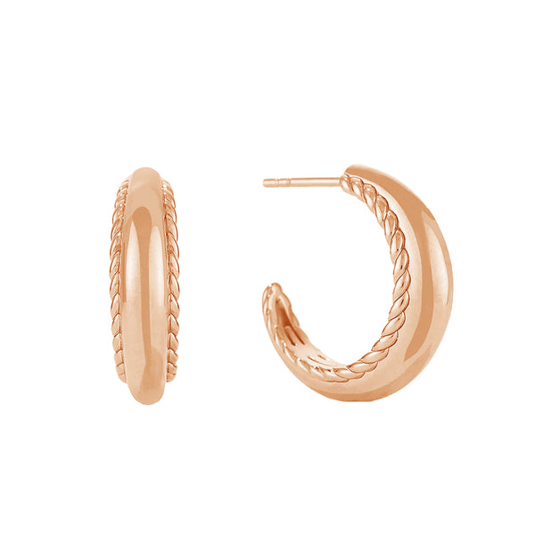 FE1375 925 Sterling Silver Smooth Surface Hoop Earrings