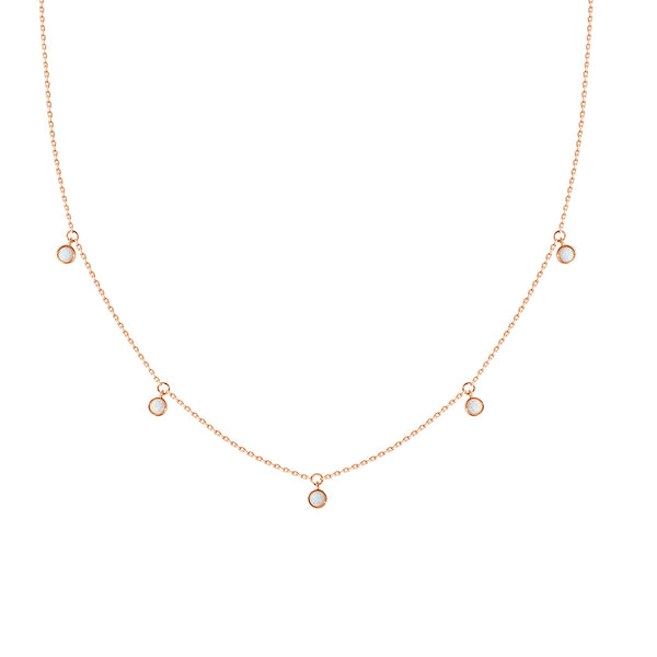 FX0838 925 Sterling Silver Round Bezel Setting Opal Necklace