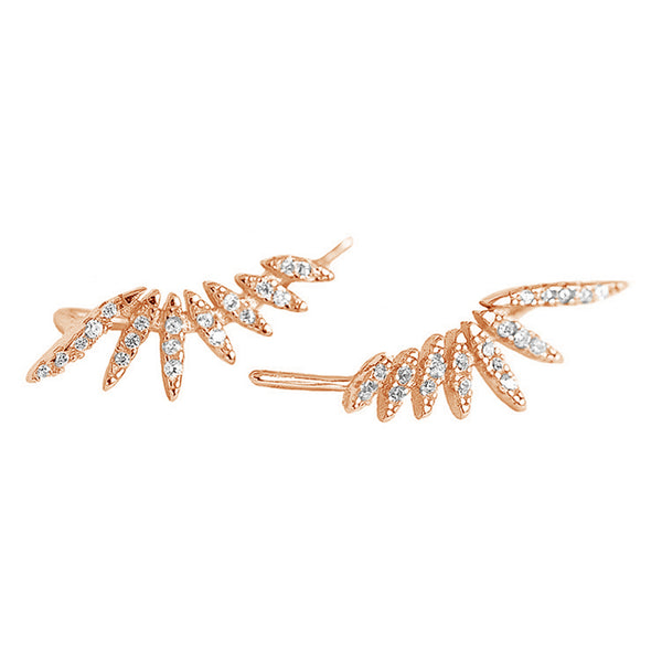 YHE0432 925 Sterling Silver Sun Flower Cubic Zirconia Ear Climber