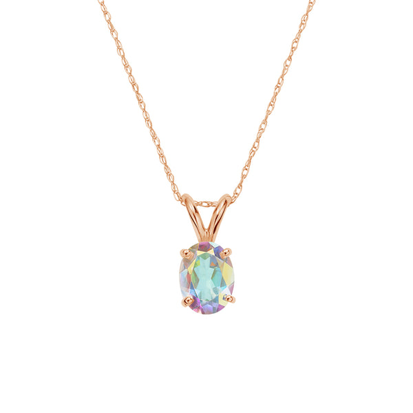 FX0429 925 Sterling Silver Opal Dangle Necklace