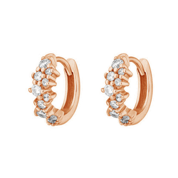 FE0781 925 Sterling Silver Crystal Hoop Earrings