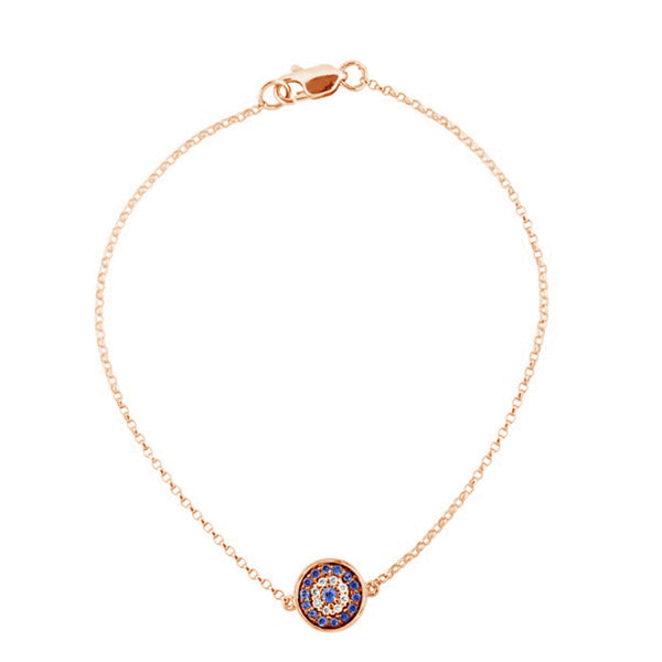 FS0147 925 Sterling Silver Blue Evil Eye Disc Bracelet