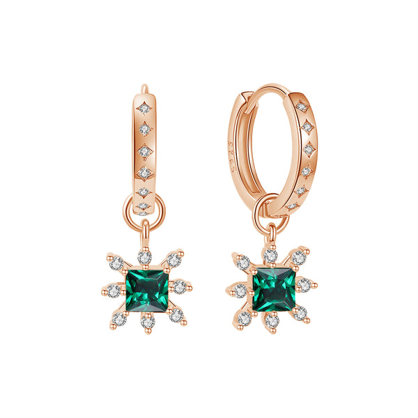 FE1850 925 Sterling Silver Cubic Zirconia Hoop Earring