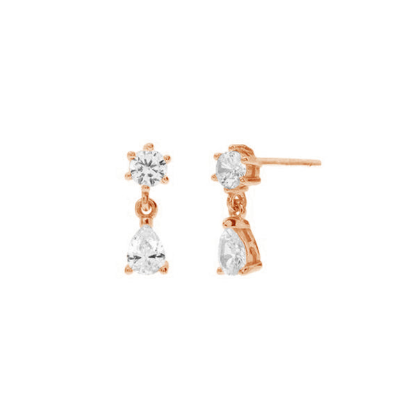 FE1086 925 Sterling Silver Teardrop Zircon Stud Earrings