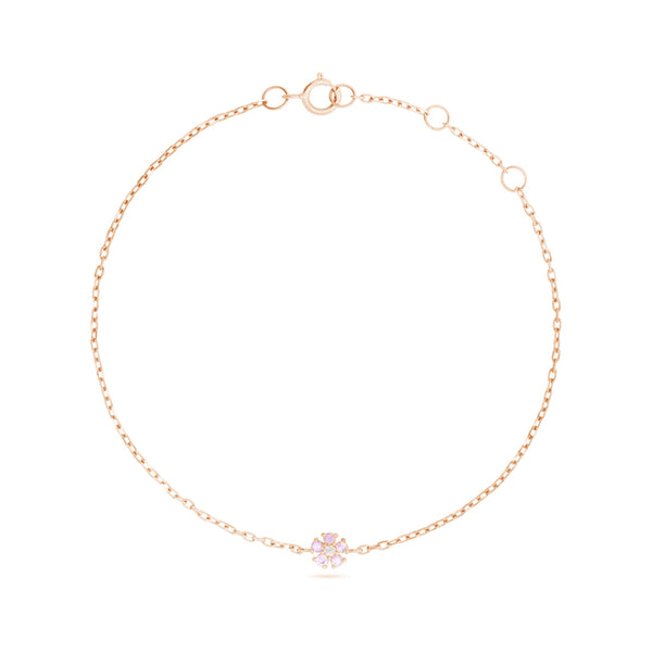 FS0229 925 Sterling Silver Pink Sapphire Flower Bracelet