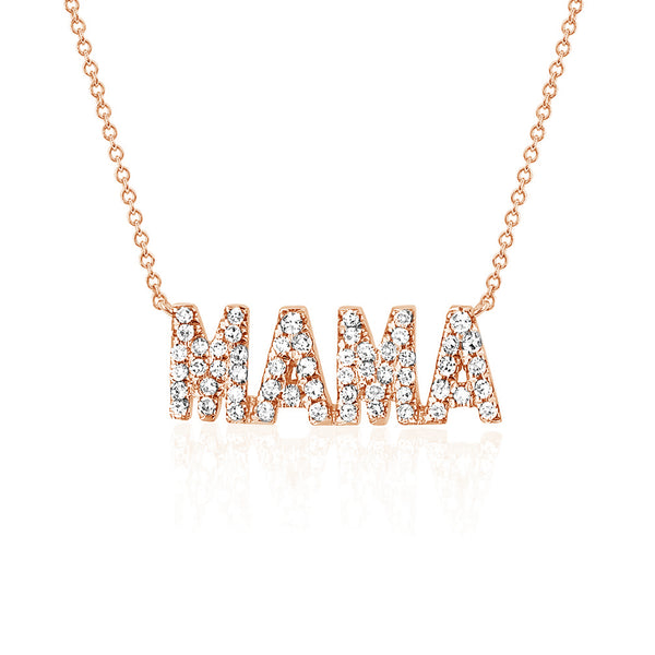 FX0476 925 Sterling Silver Zircom Mama Necklace